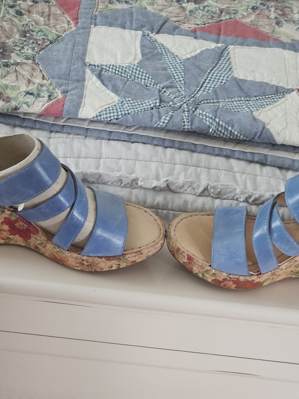Blue Strappy Wedge Sandals for Women